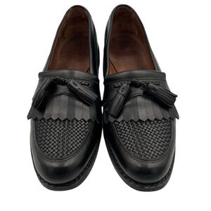 Allen Edmonds Cody slip on black leather loafers woven with tassels 10.5 EEE